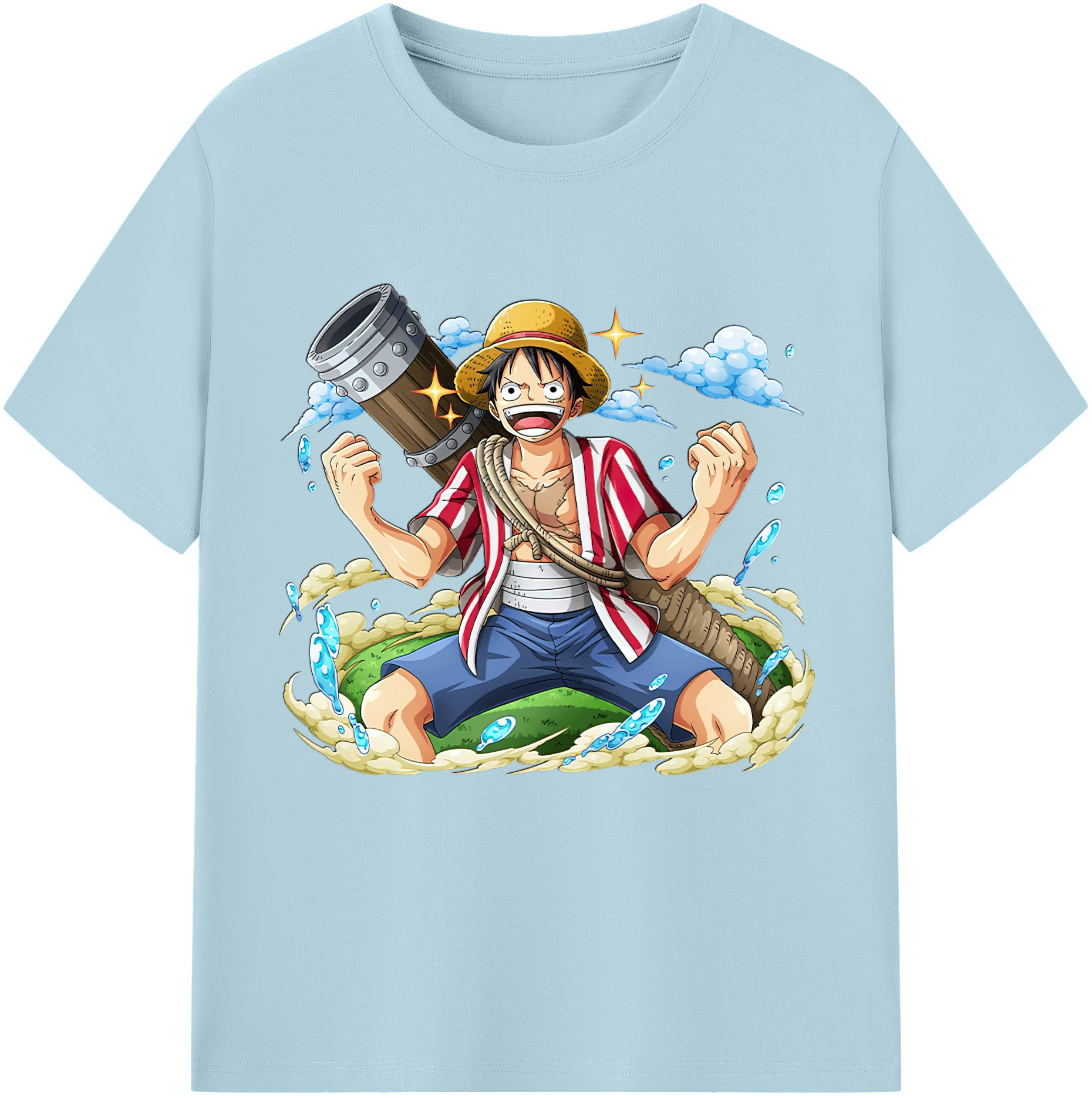ワンピース モンキー・D・ルフィ ONE PIECE Monkey D. Luffy 綿100％半袖Tシャツ（フロントプリント）